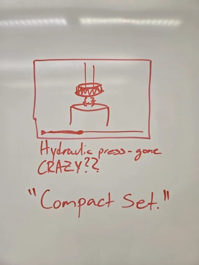 A hydraulic press squishing an empty set.